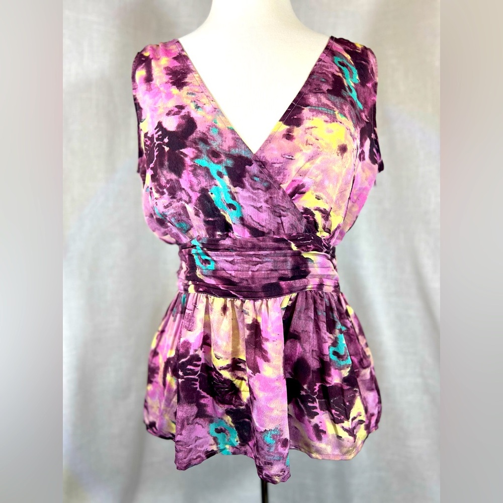 Banana Republic Factory abstract purple blouse, sz 6